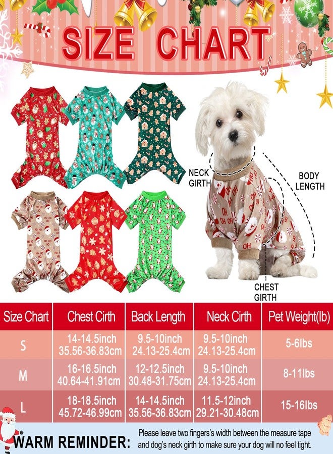 بيجامات عيد الميلاد للكلاب من SilTriangle، 6 قطع، بتصميمات بابا نويل ورجل الثلج ورجل خبز الزنجبيل، بيجامات عيد الميلاد للكلاب، ملابس دافئة لطيفة للجراء في عيد الميلاد، ملابس بيجامات للحيوانات الأليفة لعطلة الشتاء (صغير) - Image 2